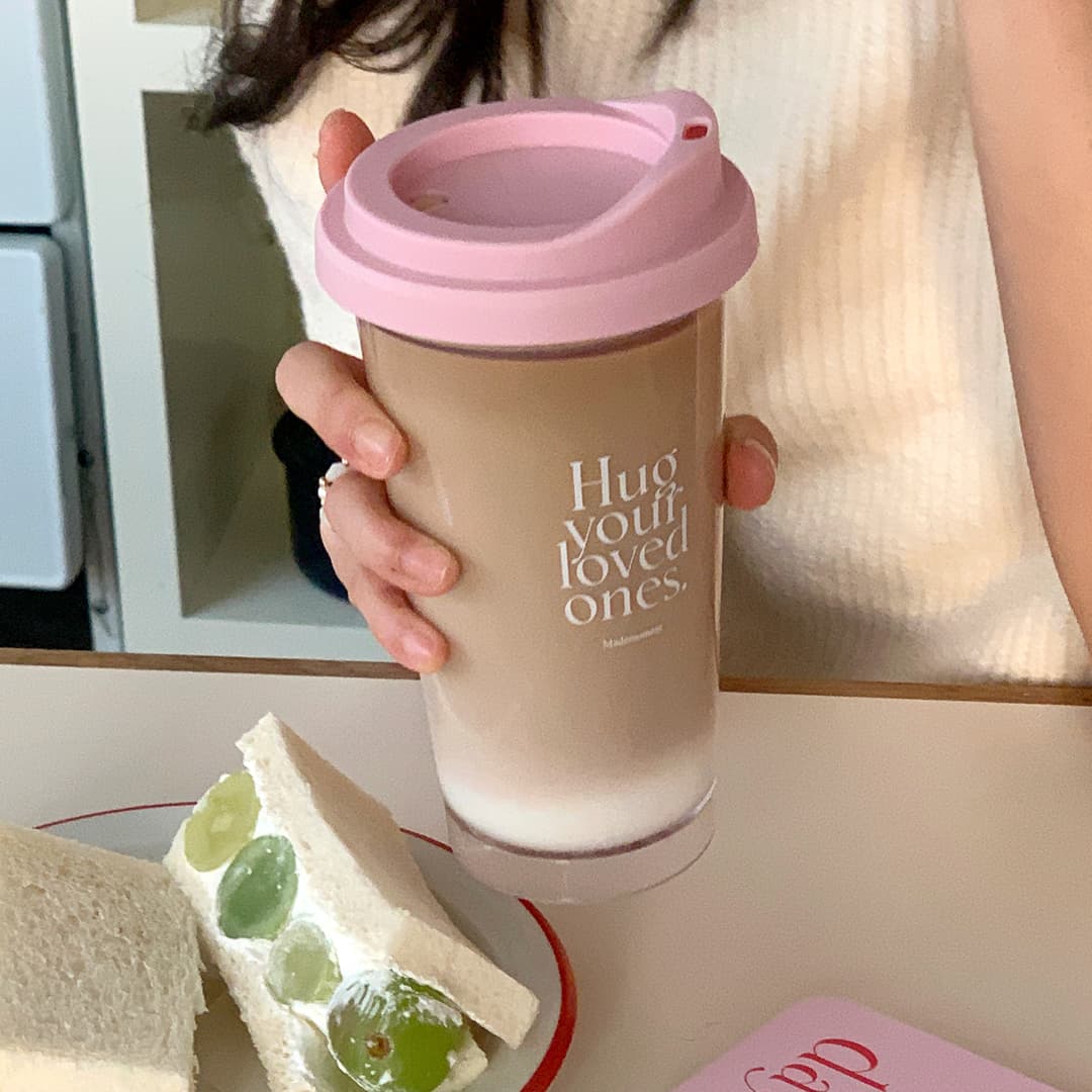 Hug love pastel transparent reusable cup [for both cold and warm]