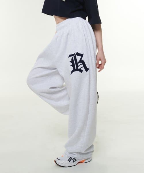 Women's R Logo Wide Pants (White Melange)