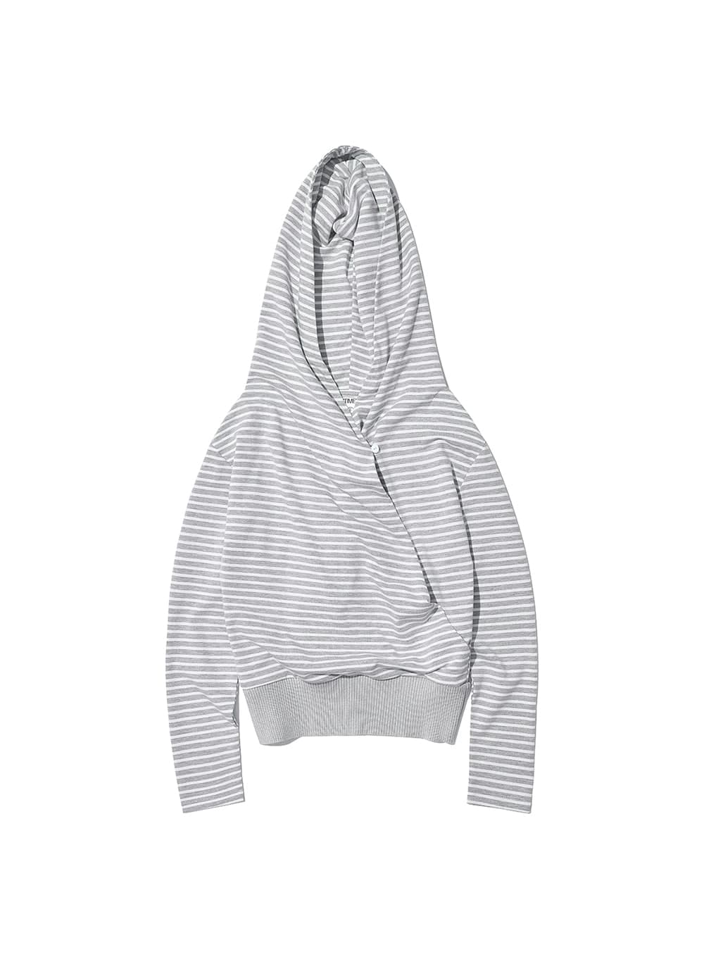 [WOMEN] DRAPE HOODIE TOP_MELANGE STRIPE