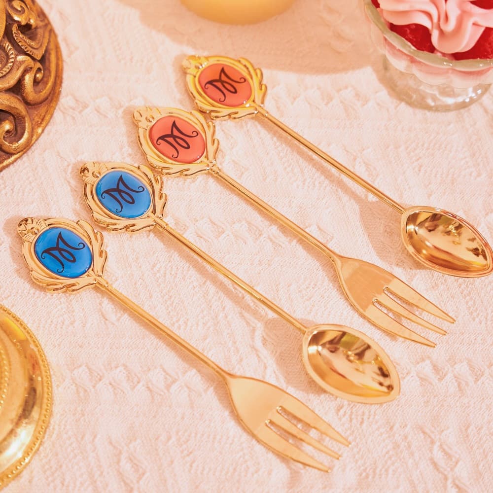 Dreamy Patissiel Sweet Fairy Golden Spoons Golden Fork Dream Sweet Kingdom Medieval Plated Antique Tableware