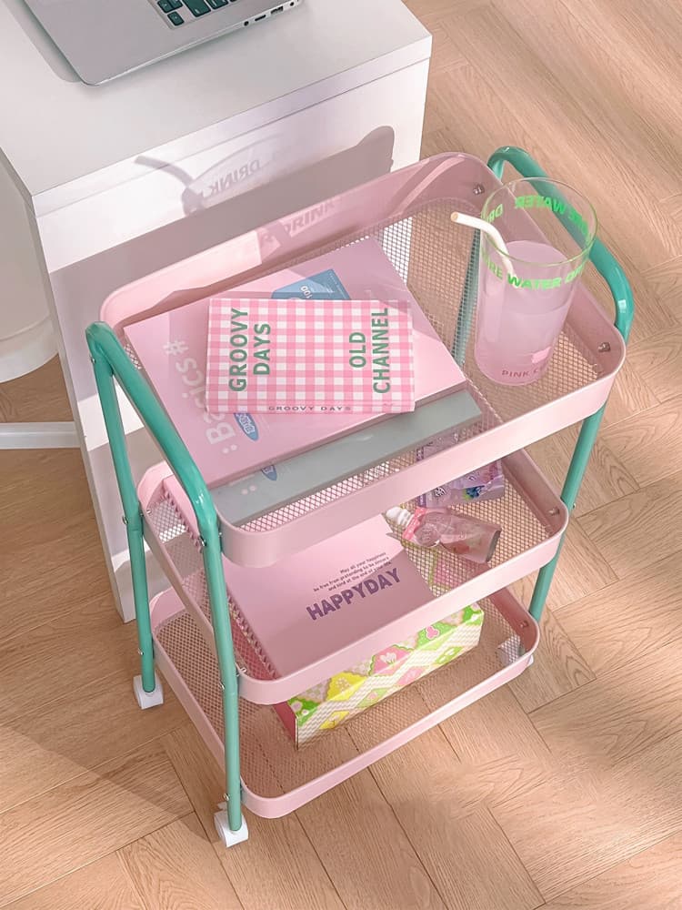 Cream Studio Pastel Tone Pink 3-tier Trolley Drawer: Cream Studio Cream