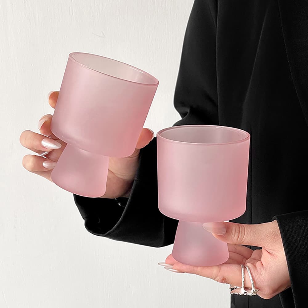 Grace Home Pink Matte Goblet Glass Glass Cup Café Coffee Cup 230 ml