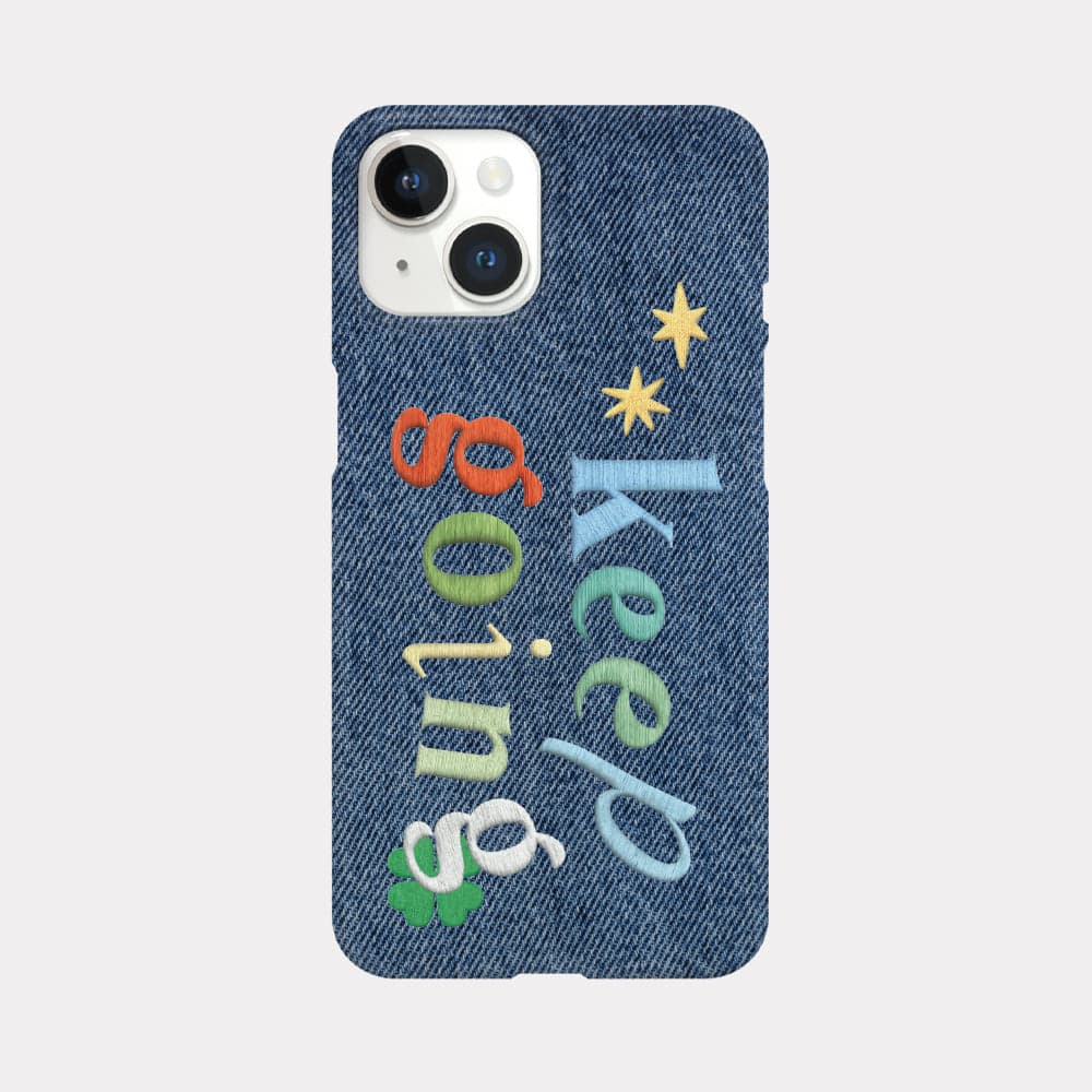 keep going denim design [hard phone case] iPhone 14 13 12 mini X pro max Galaxy Z Flip Cell phone Sensitivity