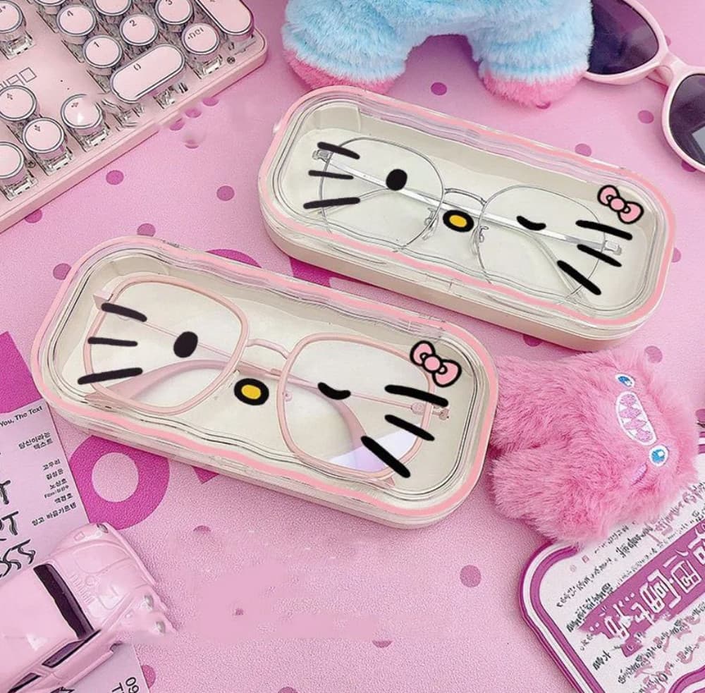 Transparent Hello Kitty Kirby Rupee Kuromi Pouchako Glasses Case 6p