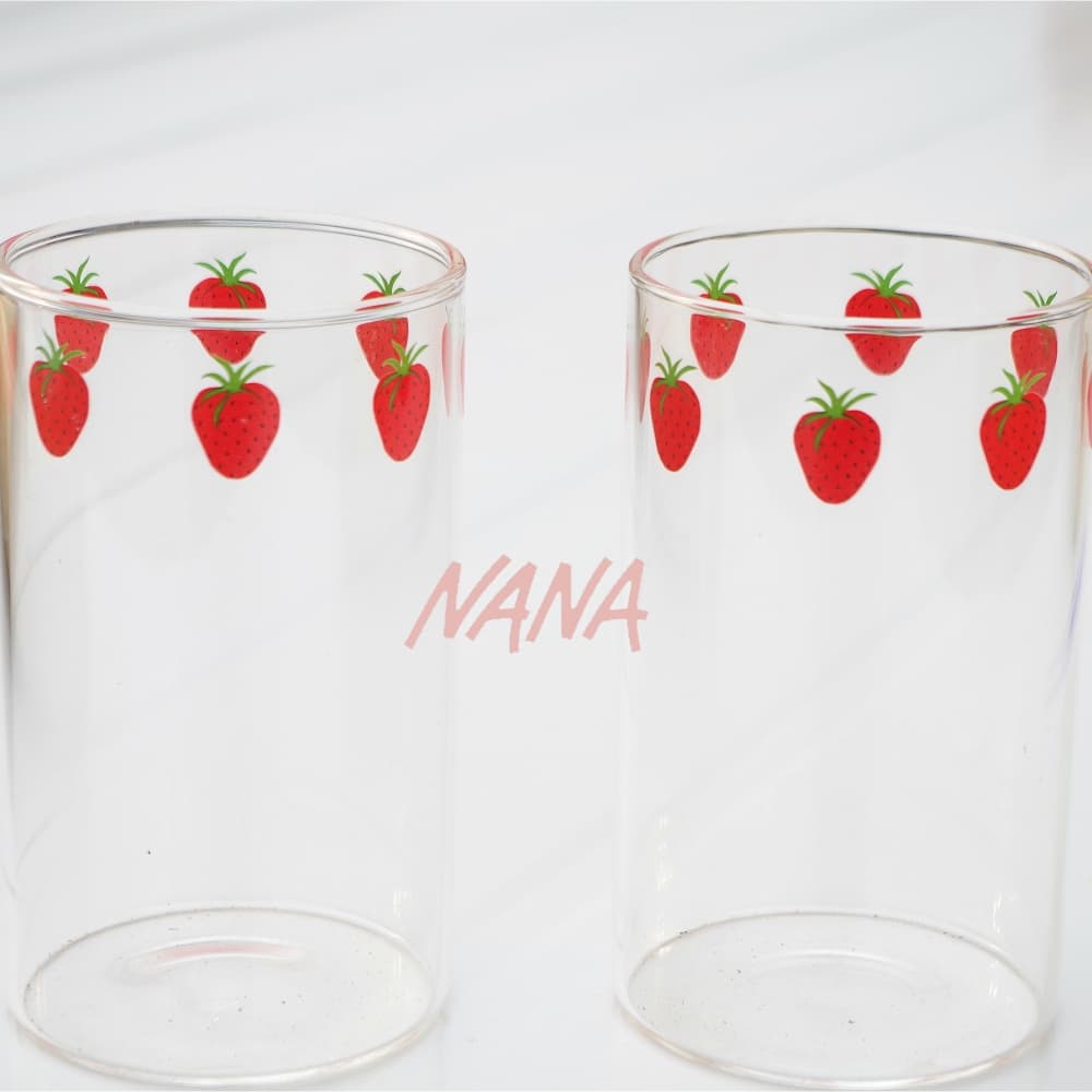 Nana Retro Strawberry Cup Vintage Glass Strawberry Glass Straw Glass Bottle NANA Goods Home Cafe