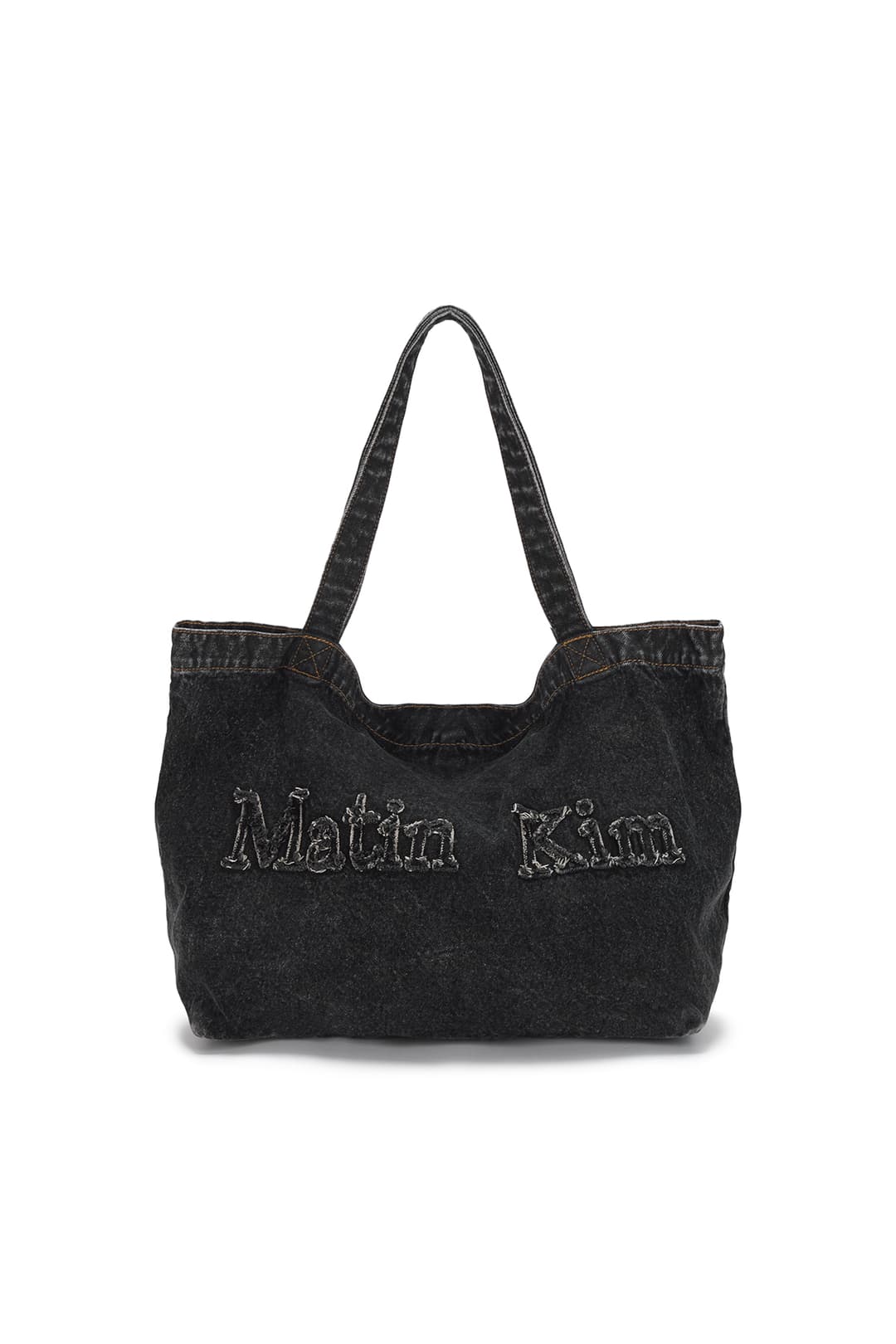 LOGO WASHED DENIM TOTE BAG IN BLACK