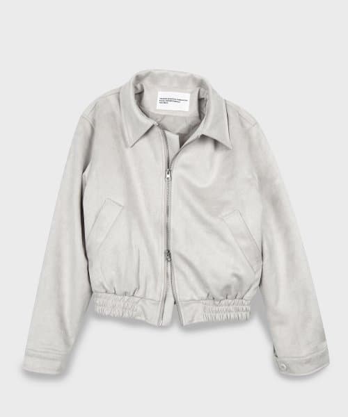 Vegan Two-Way Blouson Suede Bendable Jumper Jacket [Ivory]